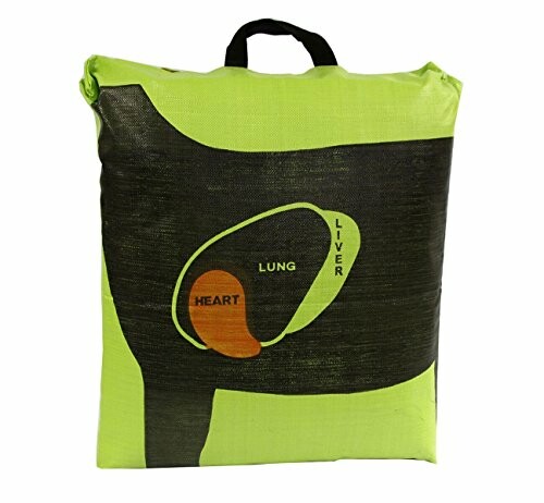 Archery target bag with labeled areas for heart, lung, and liver.