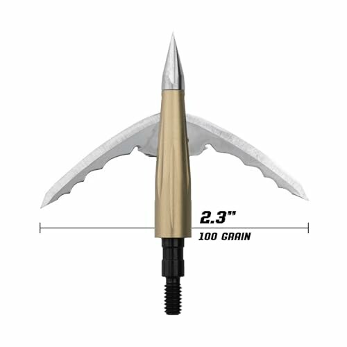 Broadhead arrow tip with dimensions and weight