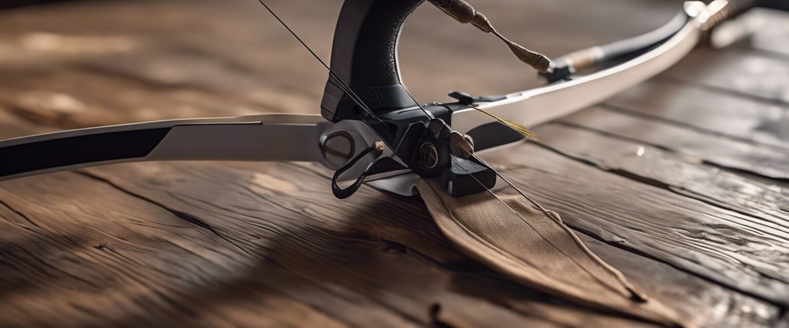 Cleaning a bow with a microfiber cloth.