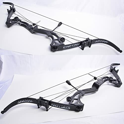 Black compound bow on white background