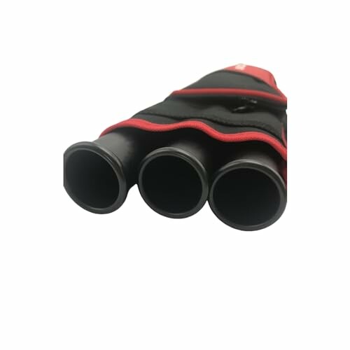 Red and black tool bag with three cylindrical compartments